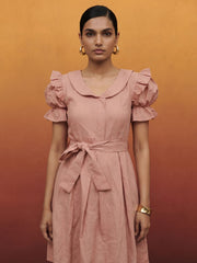 Baby Pink Vintage Cotton Summer Mini Indo Western Dress