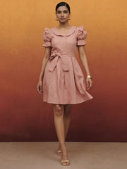 Baby Pink Vintage Cotton Summer Mini Indo Western Dress