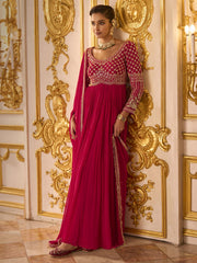 Red Embroidered Anarkali Suit