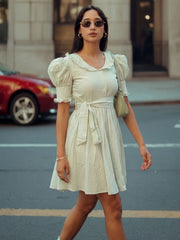 Green Cotton Ruffeled Sleeves Mini Indo Western Dress