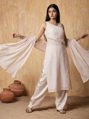 Pastel Pink Silk Designer Indo Western Style Dress