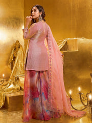 Women Floral Yoke Design Regular Thread Work Kurta with Palazzos & With Dupatta