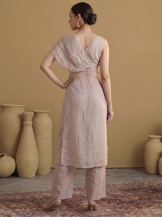 Lavender Silk Designer Indo Western Style Dress