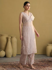 Lavender Silk Designer Indo Western Style Dress
