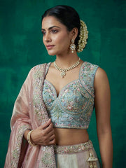 Women's Multi-Color Organza Embroidered Lehenga Choli with Dupatta