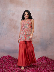 Women Embroidered Regular Thread Work Kurta & Sharara With Dupatta