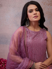 Women Ethnic Motifs Embroidered Regular Sequinned Kurta with Sharara & With Dupatta