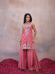 Women Ethnic Motifs Work Pure Silk Kurta with Sharara & With Dupatta