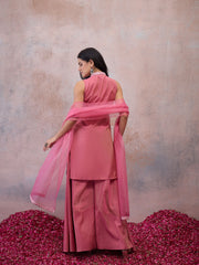 Women Ethnic Motifs Work Pure Silk Kurta with Sharara & With Dupatta