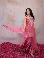 Women Ethnic Motifs Work Pure Silk Kurta with Sharara & With Dupatta