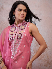 Women Ethnic Motifs Work Pure Silk Kurta with Sharara & With Dupatta