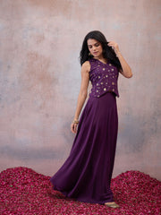 Floral Embroidered Top with Skirt