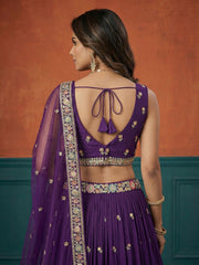 Women's Purple Georgette Sequince Embroidered Lehenga Choli with Dupatta