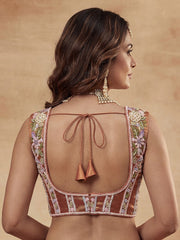 Women's Rust Tissue Moti with Embroidered Lehenga Choli with Dupatta