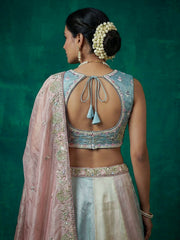 Women's Multi-Color Organza Embroidered Lehenga Choli with Dupatta