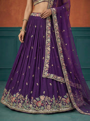 Women's Purple Georgette Sequince Embroidered Lehenga Choli with Dupatta