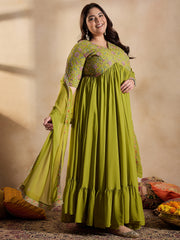 Women Floral Embroidered Thread Work Floral Georgette Kurta