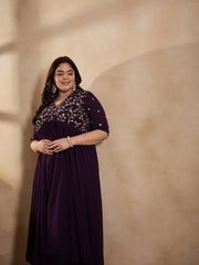 Floral Embroidered Empire Sequinned Georgette Anarkali Kurta with Trousers