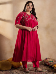 Floral Embroidered Empire Sequinned Georgette Anarkali Kurta with Trousers