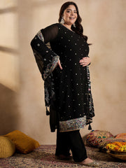 Ethnic Motifs Embroidered Thread Work Georgette Kurta with Palazzo & Dupatta