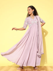 Women Floral Embroidered Sequinned Georgette Kurta