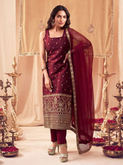Women Ethnic Motifs Embroidered Regular Kurta with Trousers & With Dupatta