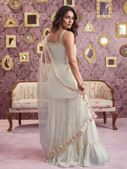 Women Floral Embroidered Regular Sequinned Kurti with Sharara & With Dupatta