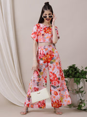 Girls Printed Top With Palazzos Set