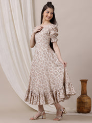 Girls Geometric Printed Ethnic Dress