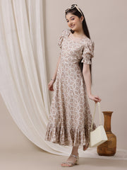 Girls Geometric Printed Ethnic Dress