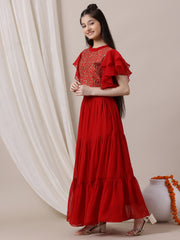 Girls Embroidered Sequinned Ready to Wear Lehenga
