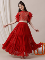 Girls Embroidered Sequinned Ready to Wear Lehenga