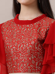 Girls Embroidered Sequinned Ready to Wear Lehenga