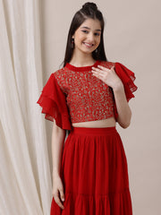 Girls Embroidered Sequinned Ready to Wear Lehenga