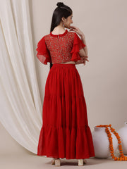 Girls Embroidered Sequinned Ready to Wear Lehenga
