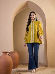 Mustard Mandarin Collar Tunic