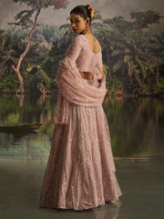 Mauve Soft Net Zarkan & Sequins Embroidered Engagement Lehenga