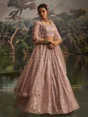 Mauve Soft Net Zarkan & Sequins Embroidered Engagement Lehenga