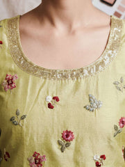 Yellow Chinon Embroidery Palazzo Style Kurta Set
