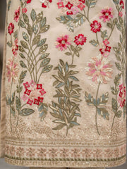 Cream Chinon Embroidery Palazzo Style Kurta Set