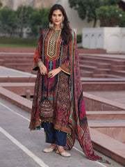 Red And Blue Multi Embroidered Pakistani Suit