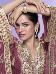 Digital Printed Pink Georgette Kaftan Style Gharara Suit