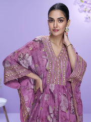 Digital Printed Onion Georgette Kaftan Style Gharara Suit