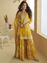 Yellow Festive Wear Gharara Suit