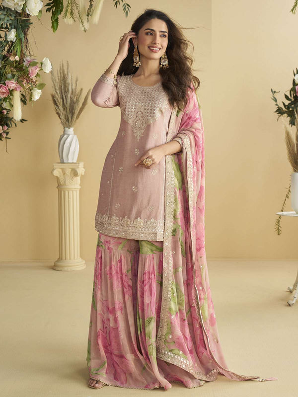 Pink Festive Wear Gharara Suit