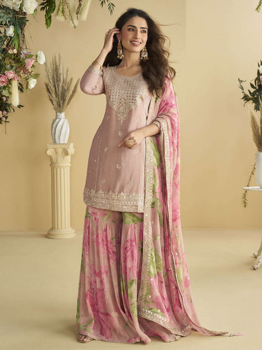 Pink Festive Wear Gharara Suit