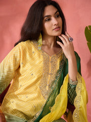 Yellow And Green Ombre Shaded Salwar Kameez