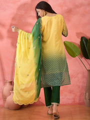 Yellow And Green Ombre Shaded Salwar Kameez