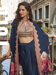 Ethnic Blue Crepe Silk Salwar Suit