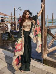 Black Crepe Silk Embroidered Work Salwar Suit for Ceremonial